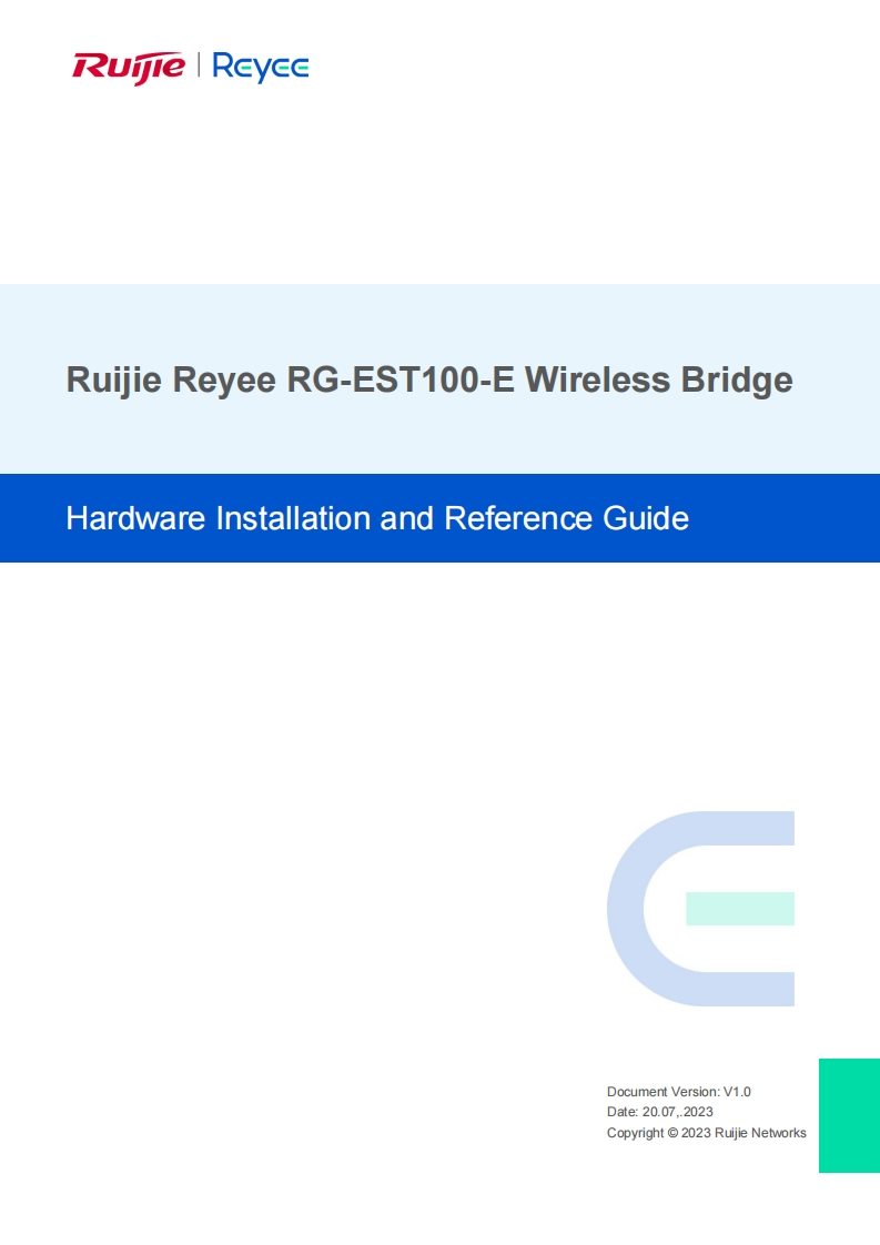 Ruijie-Reyee-RG-EST100-E-Wireless-Bridge-Hardware-安装说明书手册-(V1.0)