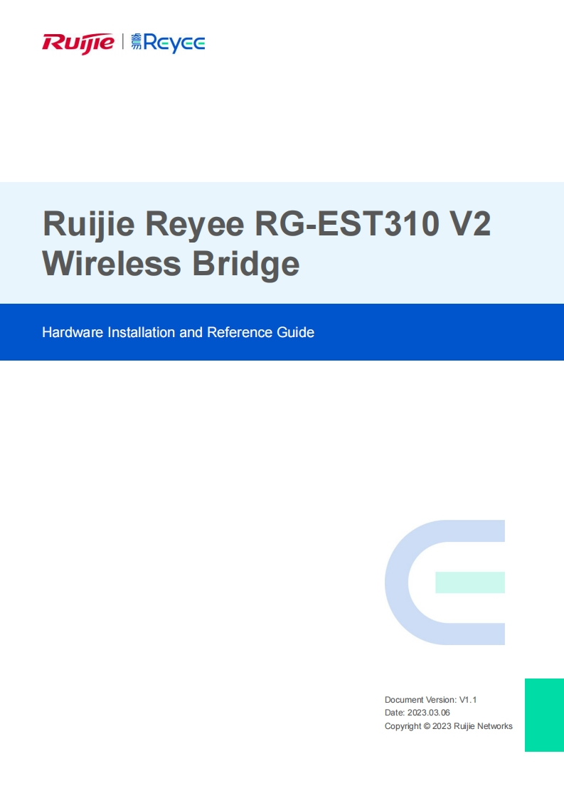 Ruijie-Reyee-RG-EST310-V2-Wireless-Bridge-Hardware-安装说明书手册(V1.1)