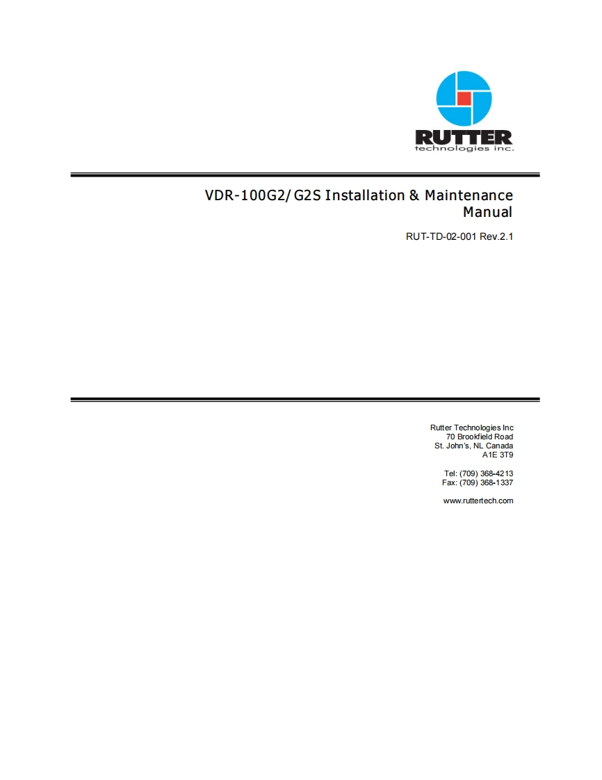 Rutter_VDR100G2-Installation_Manual安装说明书手册