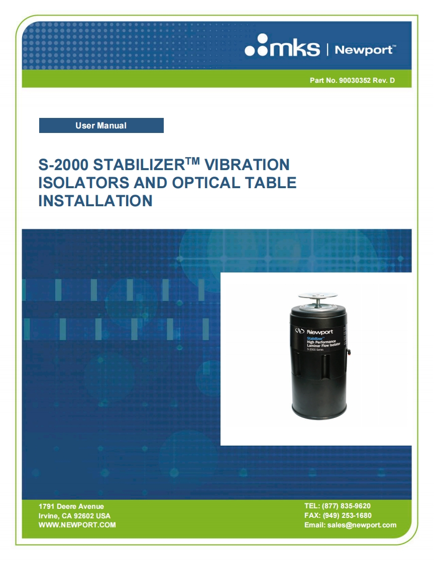 S-2000-Vibration-Isolators-and-Optical-Table-Installation-操作说明书指南