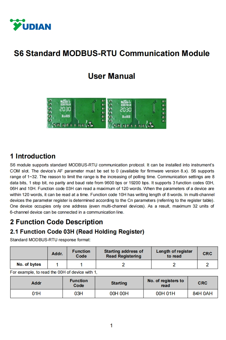 S133-02S6标准MODBUS-RTU通信模块ENG2021-10.20