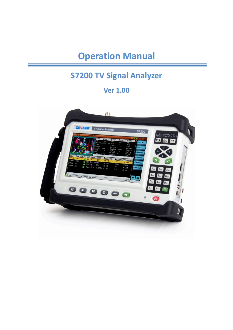 S7200_TV_Signal_Analyzer_Operation_操作说明书手册_Ver_1.00