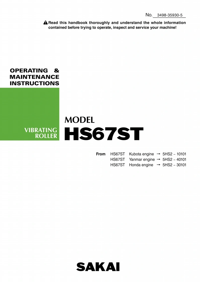 SAKAI酒井HS67ST-Operator-Manual