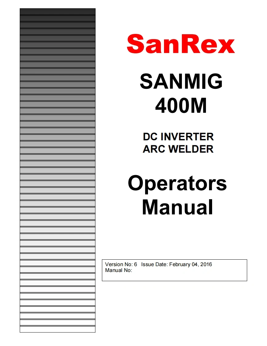SANREX-SANMIG-400M-Op-manual-with-transposed-parts-list-rev6操作手册含电器原理图