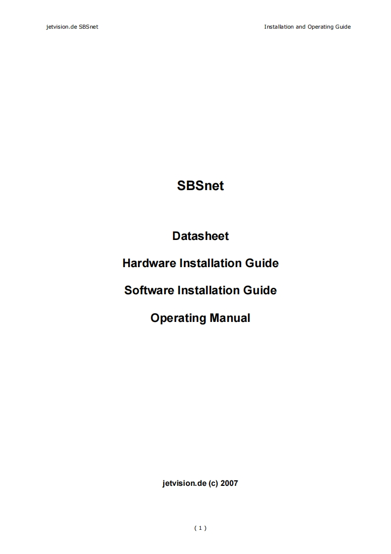 SBSnet-(Manual操作说明书手册)