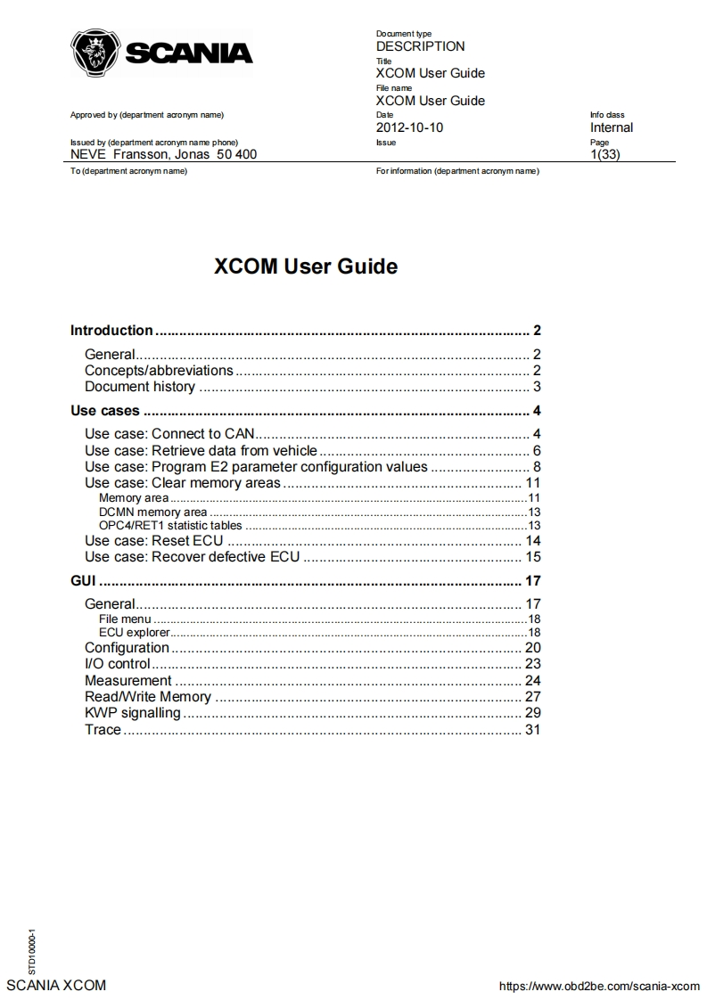SCANIA_XCOM_使用说明书手册