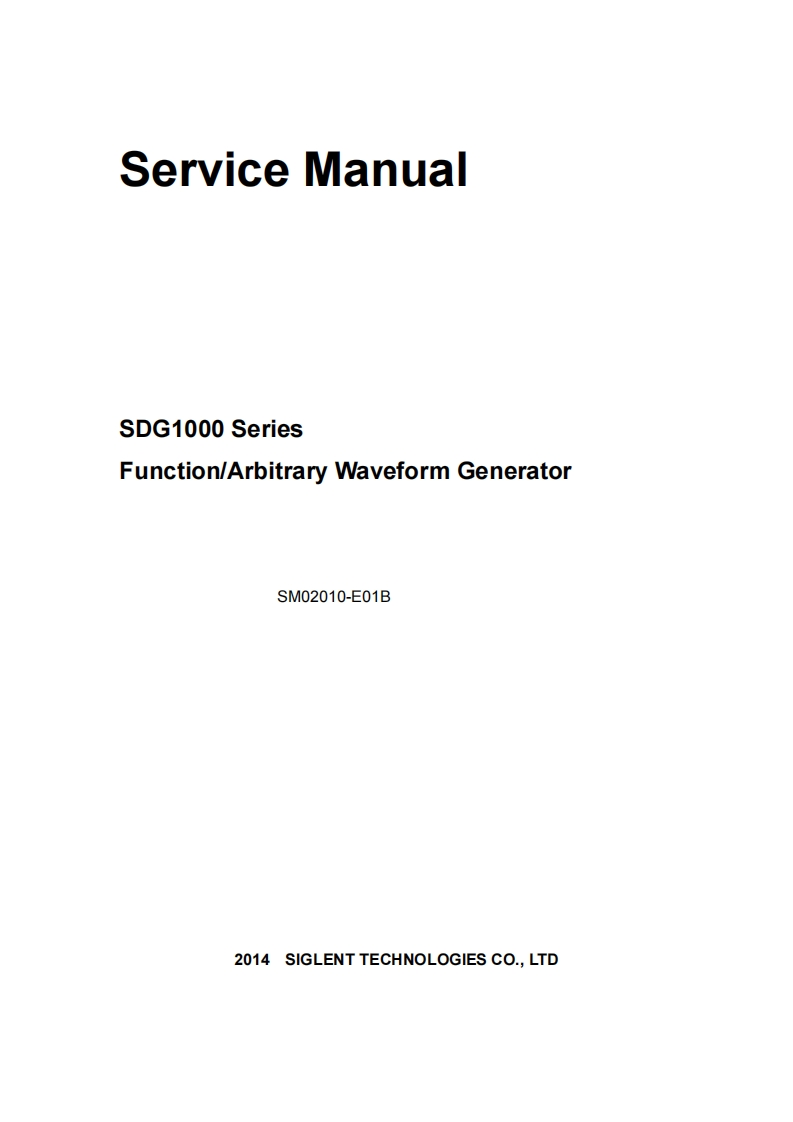 SDG1000-Service操作说明书手册