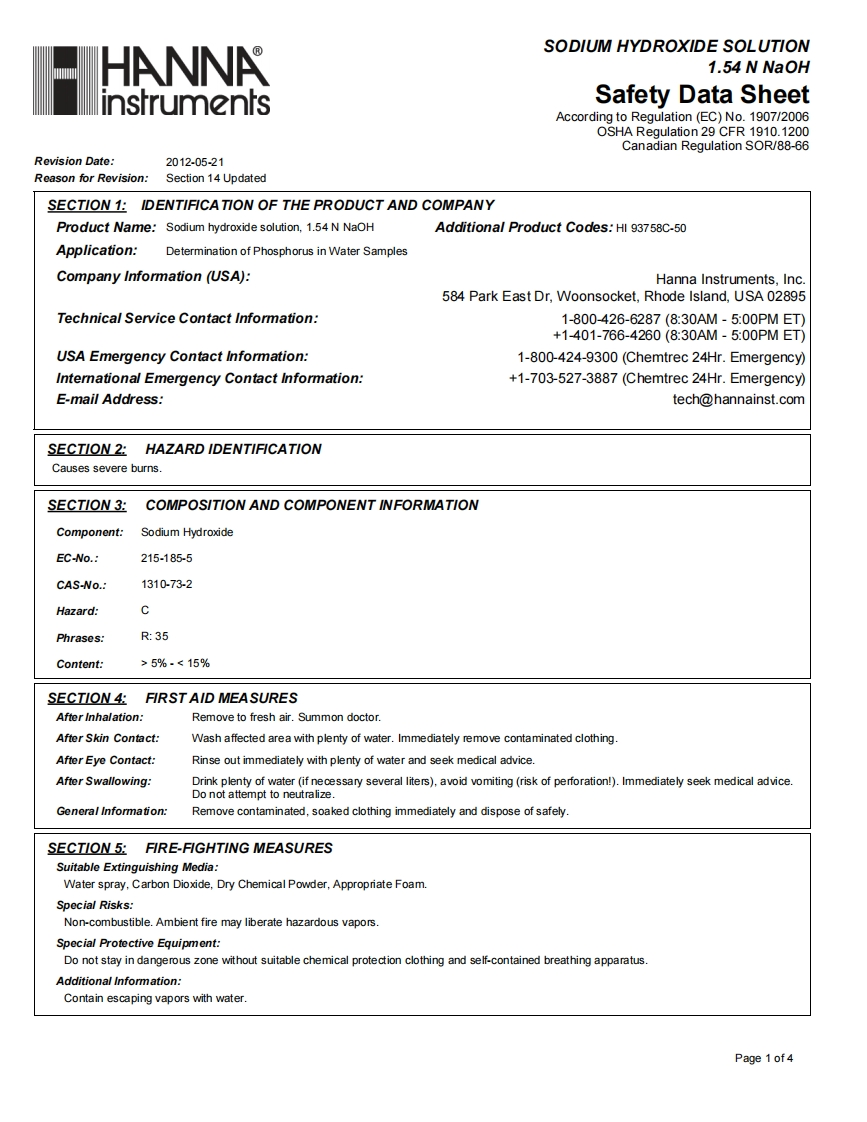 SDS_SODI安装调试说明书手册HYDROXIDE1.54N_2012-05-21