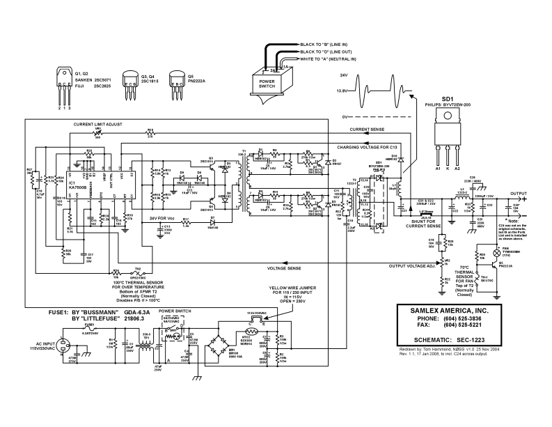 SEC-(Samlex)-1223_Power-Supply-Schematic电器原理图手册-Diagram