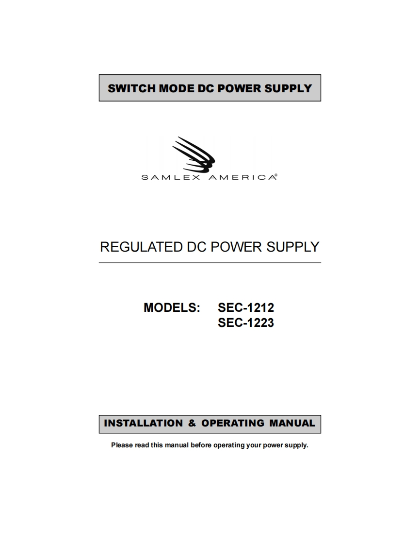 SEC-1212--SEC-1223_Installation---Operating-Manual操作说明书手册_July-2005