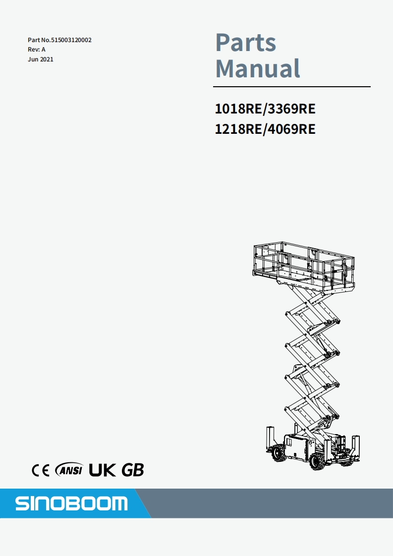 SINOBOOM星邦重工1018RE1218REPartsManual零部件说明书手册