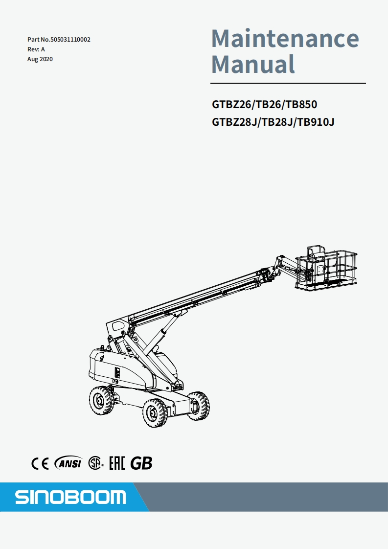 SINOBOOM星邦重工GTBZ2628J-Maintenance-Manual维修维护说明书手册