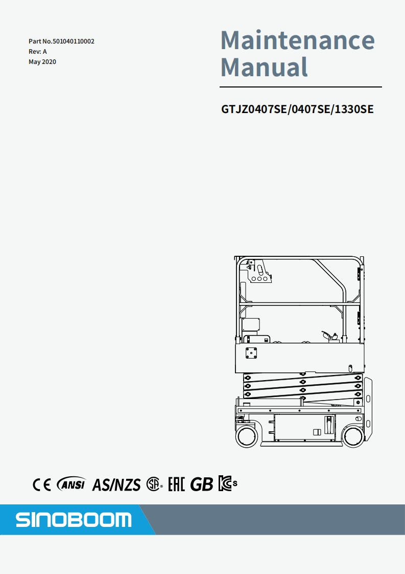 SINOBOOM星邦重工GTJZ0407SE-1330SE-Maintenance-Manual维修维护说明书手册