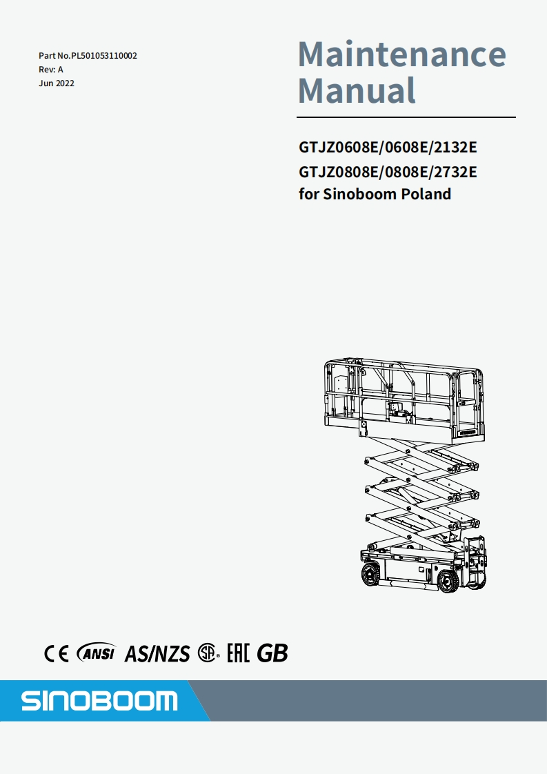 SINOBOOM星邦重工GTJZ0608E0808EMaintenanceManual维修维护说明书手册-PL