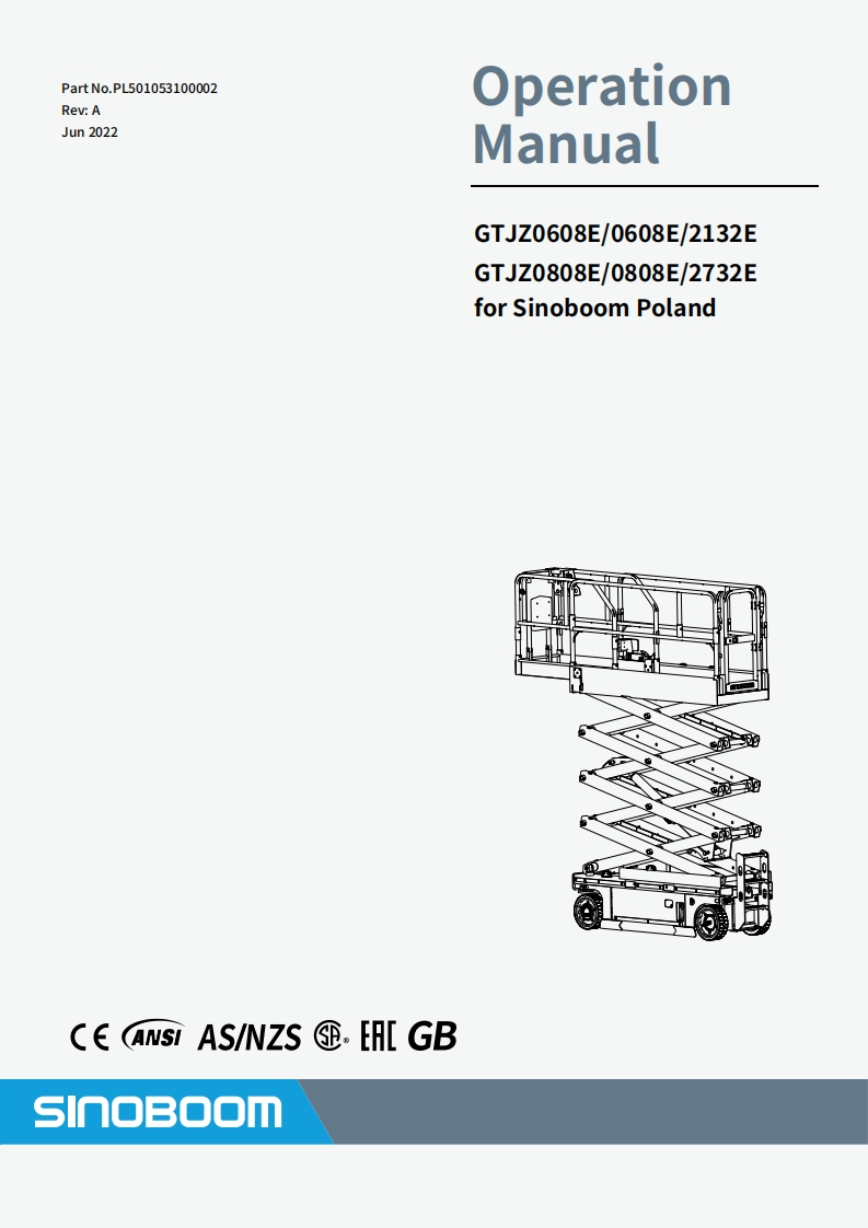 SINOBOOM星邦重工GTJZ0608E0808EOperationManual操作说明书手册-PL