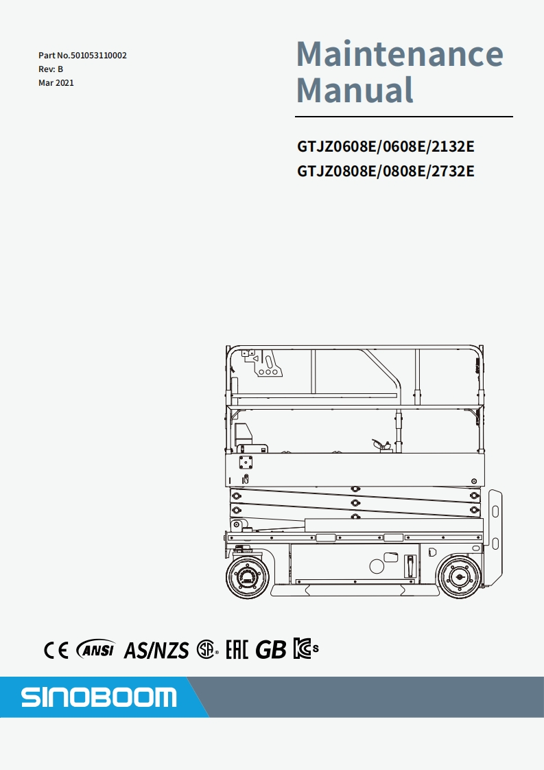SINOBOOM星邦重工GTJZ0608E_0808E-Maintenance-Manual维修维护说明书手册-B