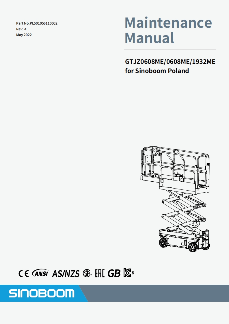 SINOBOOM星邦重工GTJZ0608MEMaintenanceManual维修维护说明书手册-PL