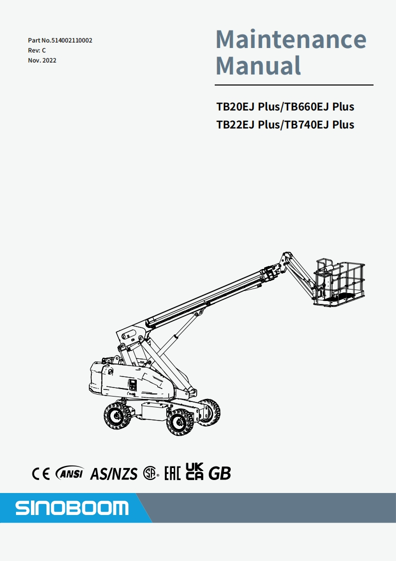 SINOBOOM星邦重工TB20EJPlus22EJPlusMaintenanceManual维修维护说明书手册