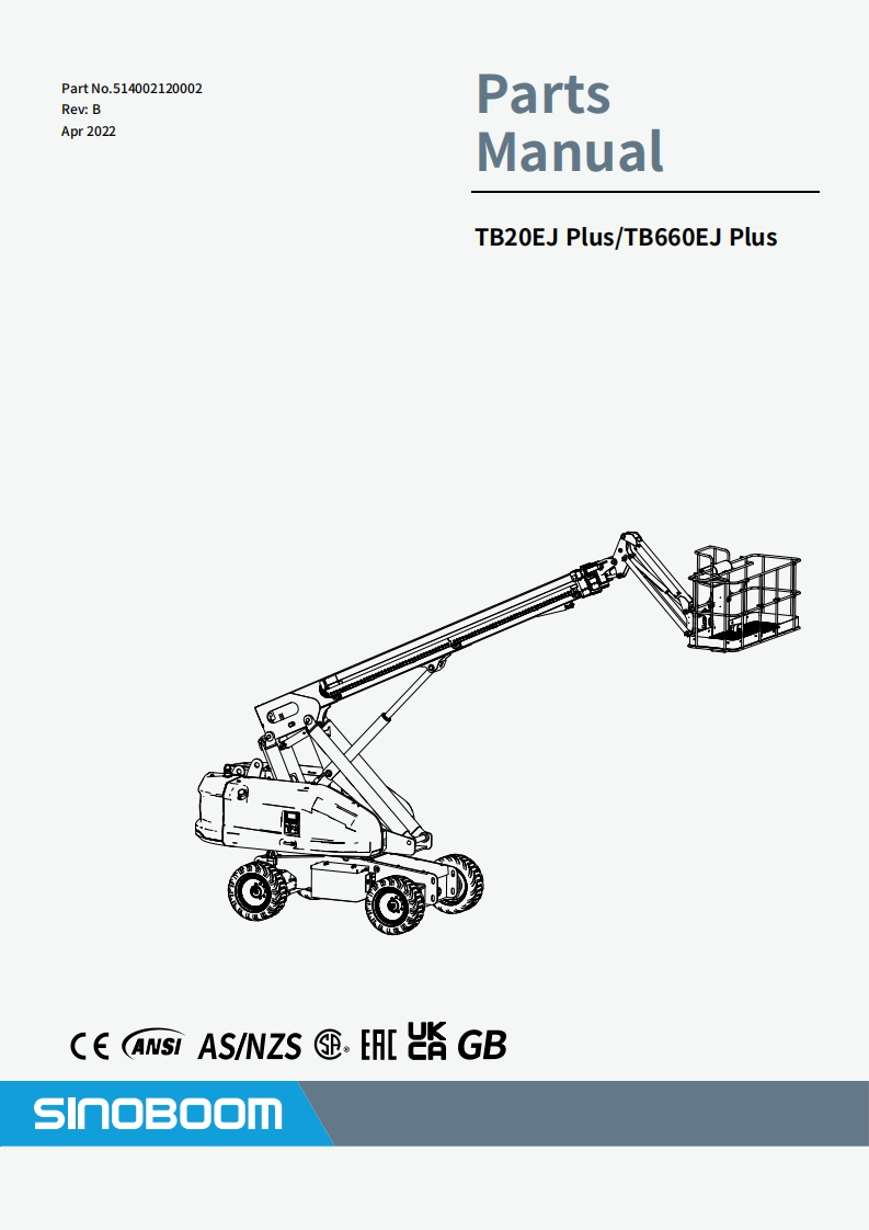 SINOBOOM星邦重工TB20EJPlusPartsManual零部件说明书手册