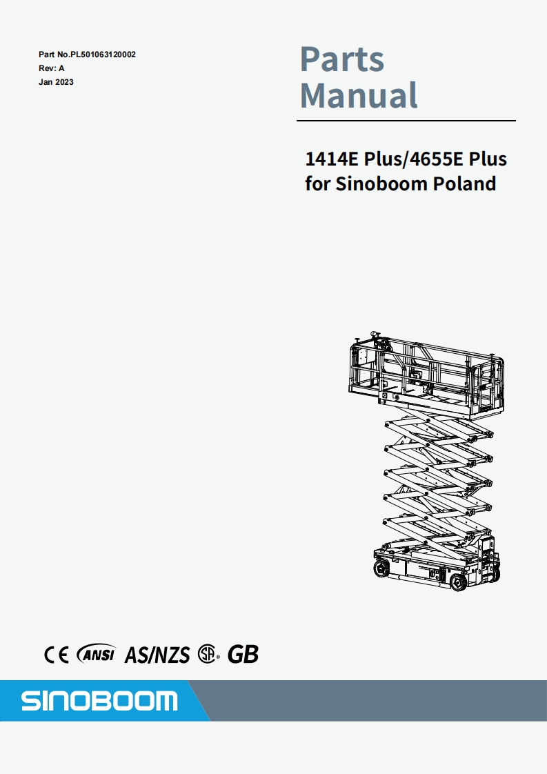 SINOBOOM星邦重工VA-1414EPlusPartsManual零部件说明书手册-PL