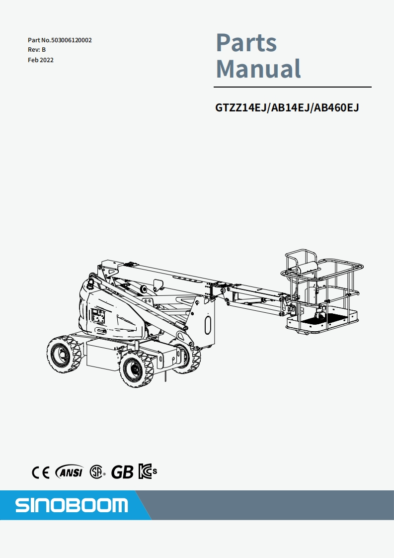 SINOBOOM星邦重工VB-GTZZ14EJPartsManual零部件说明书手册