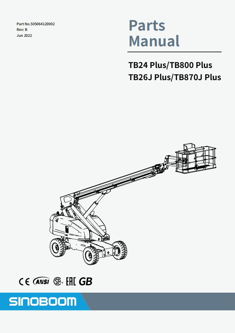 SINOBOOM星邦重工VB-T2426JPlusPartsManual零部件说明书手册