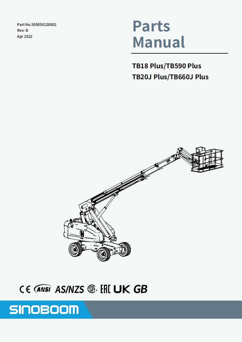 SINOBOOM星邦重工VB-TB1820JPlusPartsManual零部件说明书手册