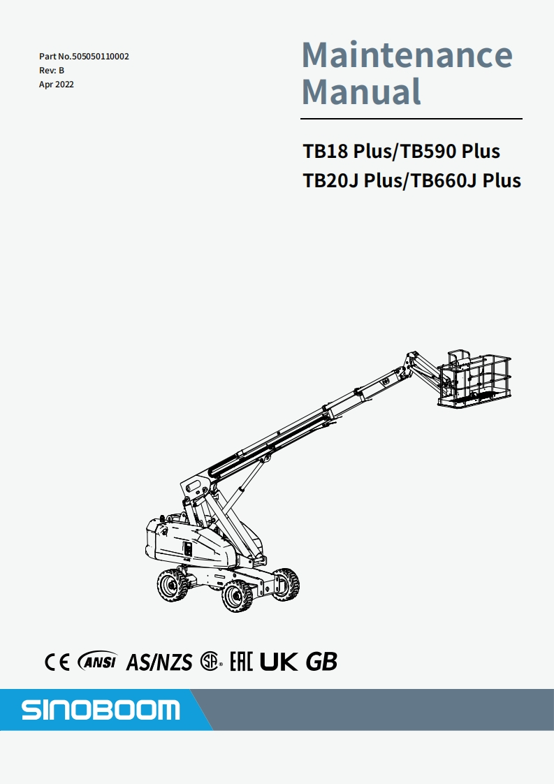 SINOBOOM星邦重工VB-TB18Plus20JPlusMaintenanceManual维修维护说明书手册