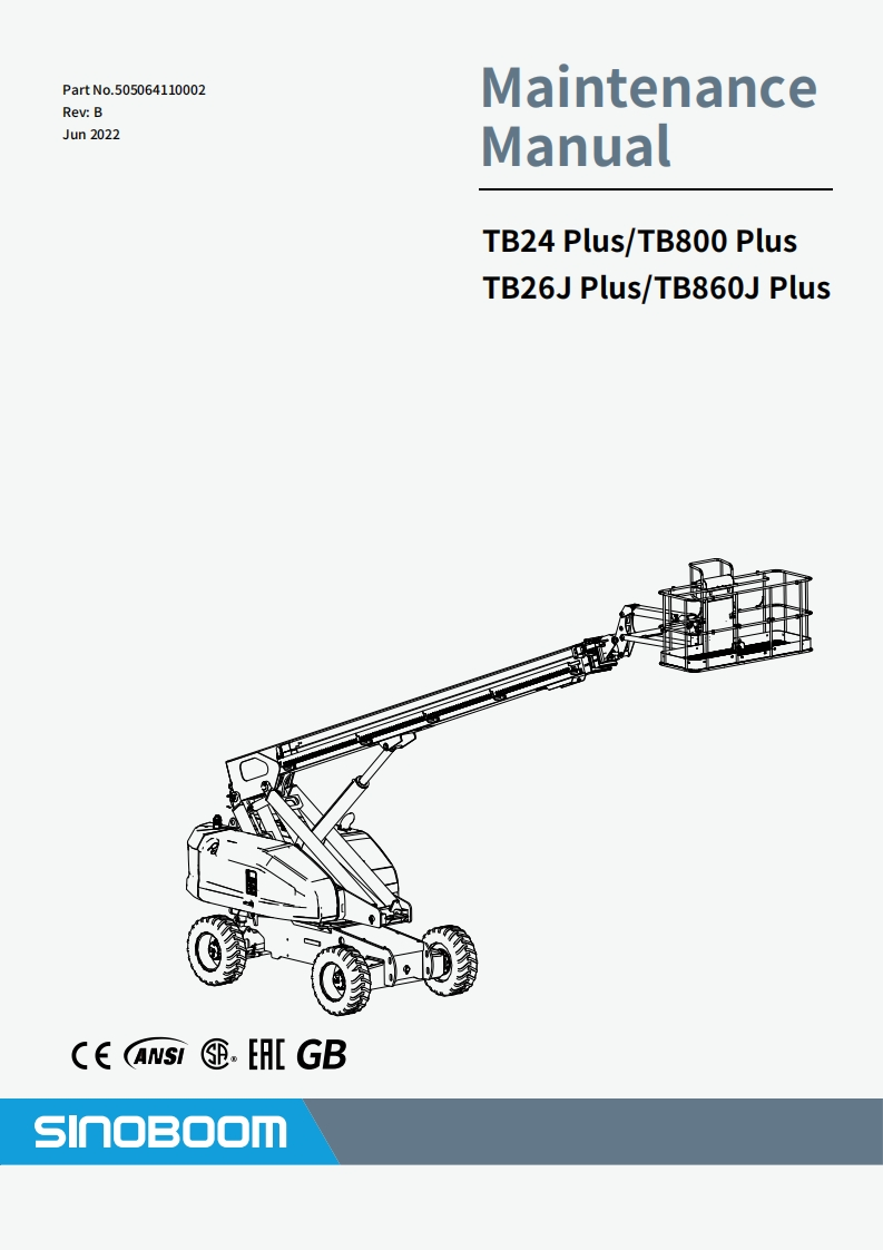SINOBOOM星邦重工VB-TB2426JPlusMaintenanceManual维修维护说明书手册