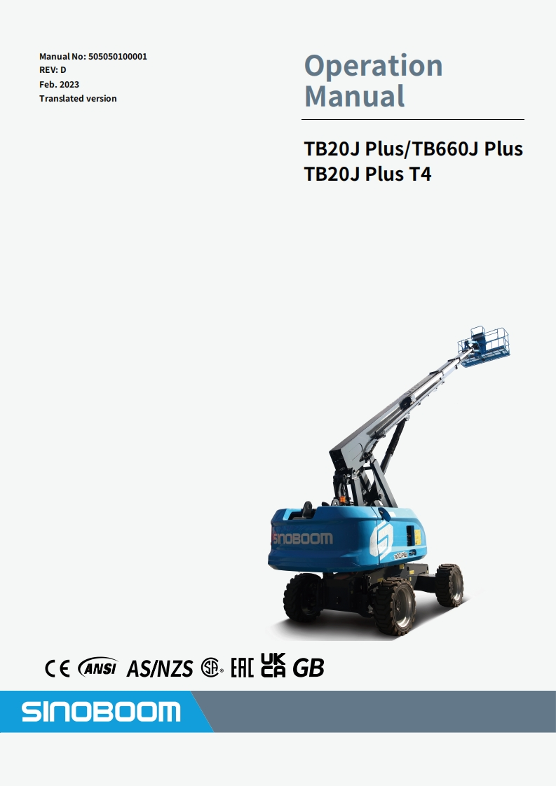 SINOBOOM星邦重工VD-TB20JPlusOperationManual操作说明书手册