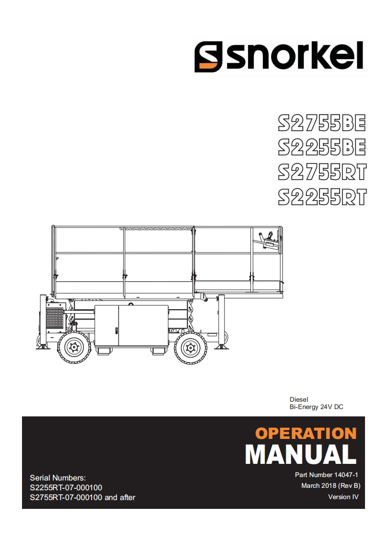 SNORKEL--S2255RT-S2755RT-Operations-Manual-Rev-B操作与维修手册