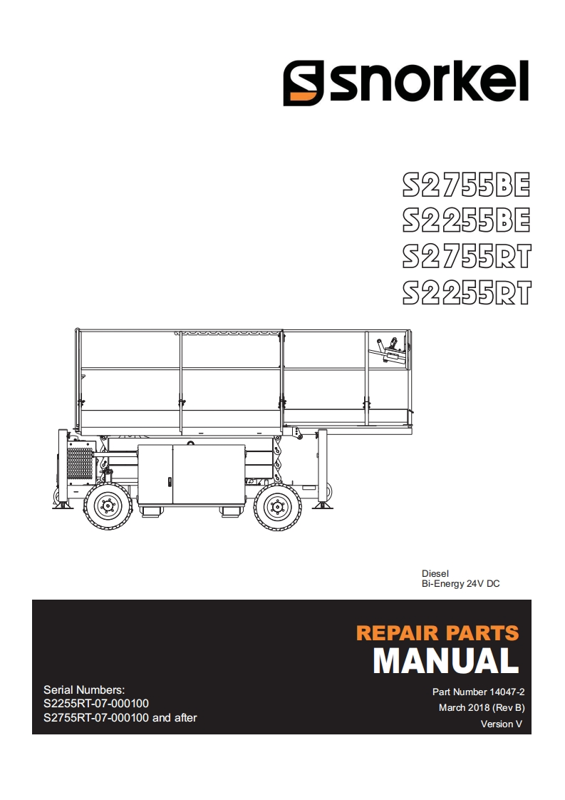 SNORKEL--S2255RT-S2755RT-Parts-Manual-Rev-B操作与维修手册