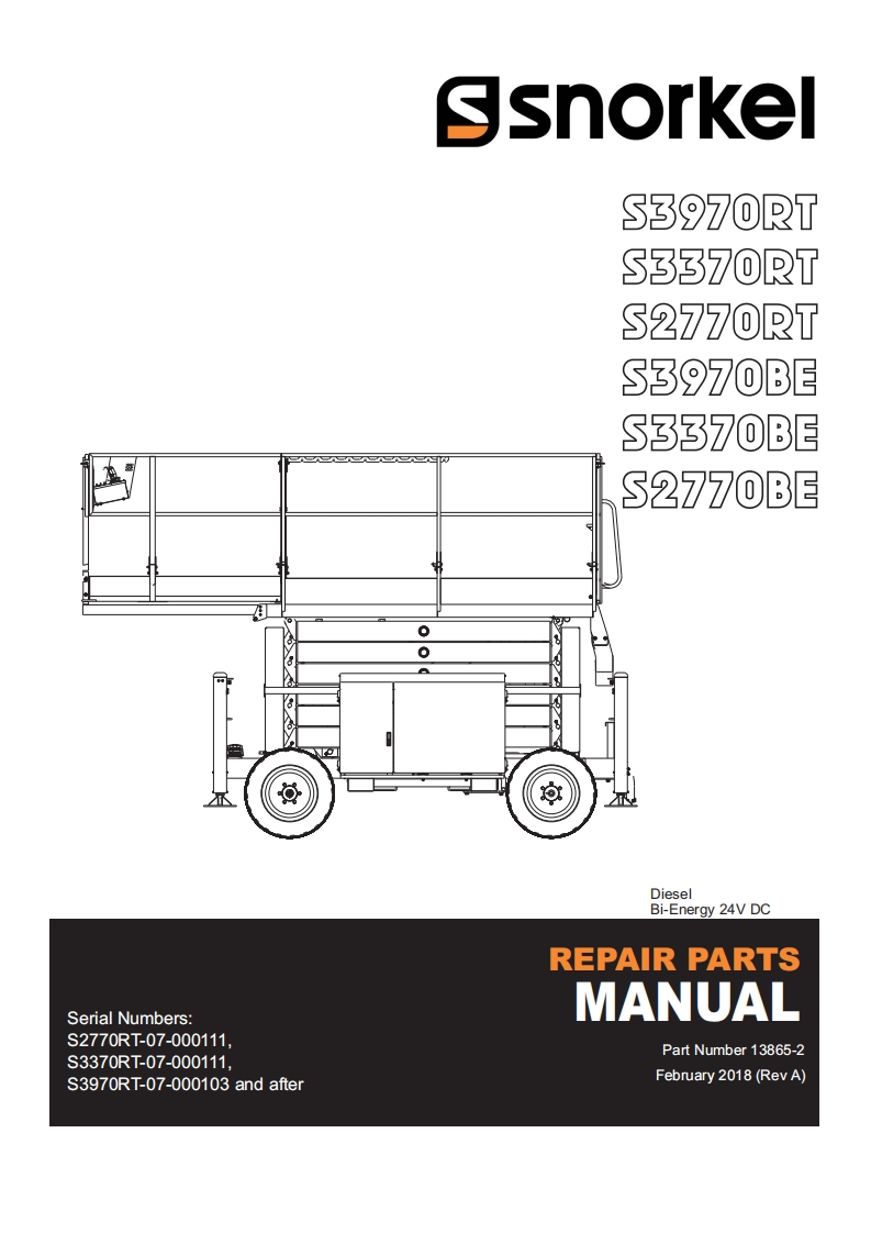 SNORKEL--S2770RT-S3370RT-S3970RT-Parts-Manual-Rev-A操作与维修手册