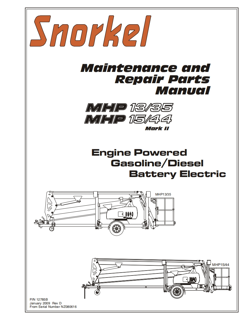 SNORKEL-MHP13-35--15-44-Mark-II-Repair-Parts-Manual-Jan.2009-Rev-D操作与维修手册
