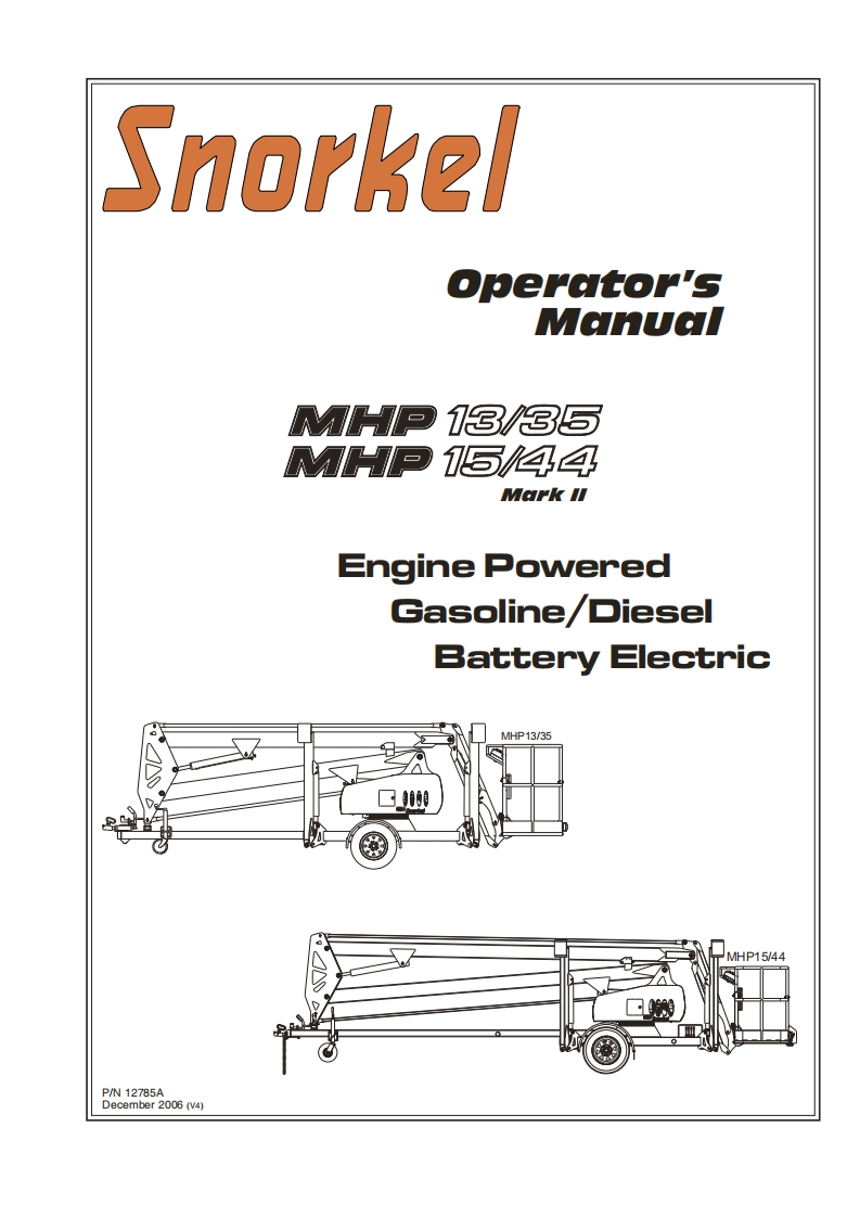 SNORKEL-MHP13-35-MHP15-44操作与维修手册