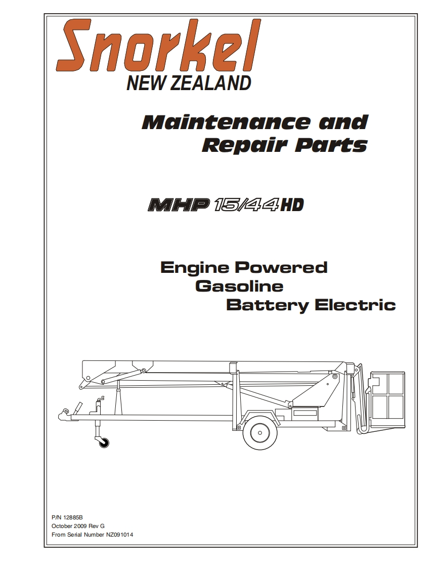 SNORKEL-MHP15-44HD-Repair-Parts-Manual-Oct.-2009-Rev-G操作与维修手册