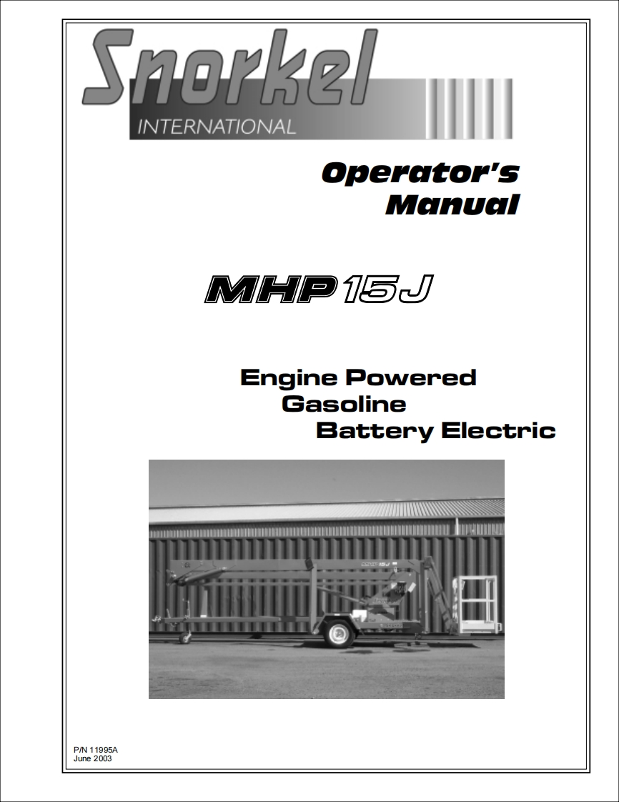 SNORKEL-MHP15J-Operation-Manual-June-2003操作与维修手册