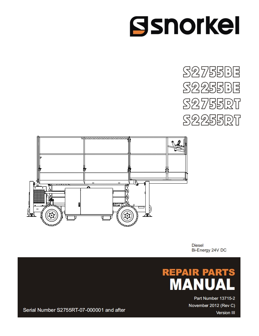 SNORKEL-S2255RT--2755RT-Repair-Parts-Manual-Nov.2012操作与维修手册
