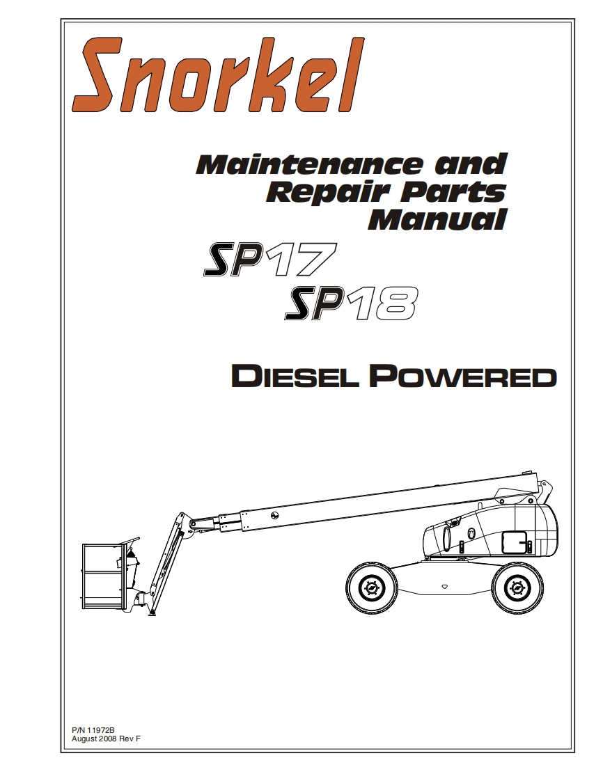 SNORKEL-SP17--SP18-Repair-Parts-Manual-Aug.2008操作与维修手册