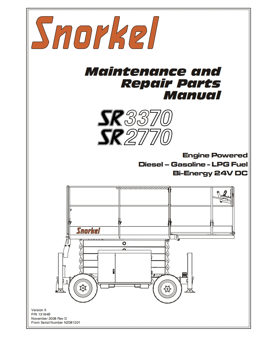 SNORKEL-SR2770--SR3370-Repair-Parts-Manual-Nov.2008操作与维修手册