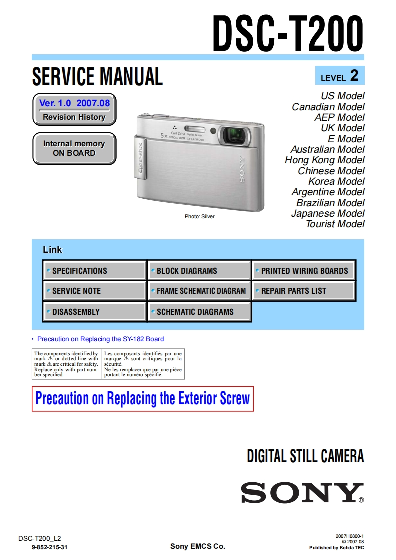 SONY-DSCT200_sm维修手册