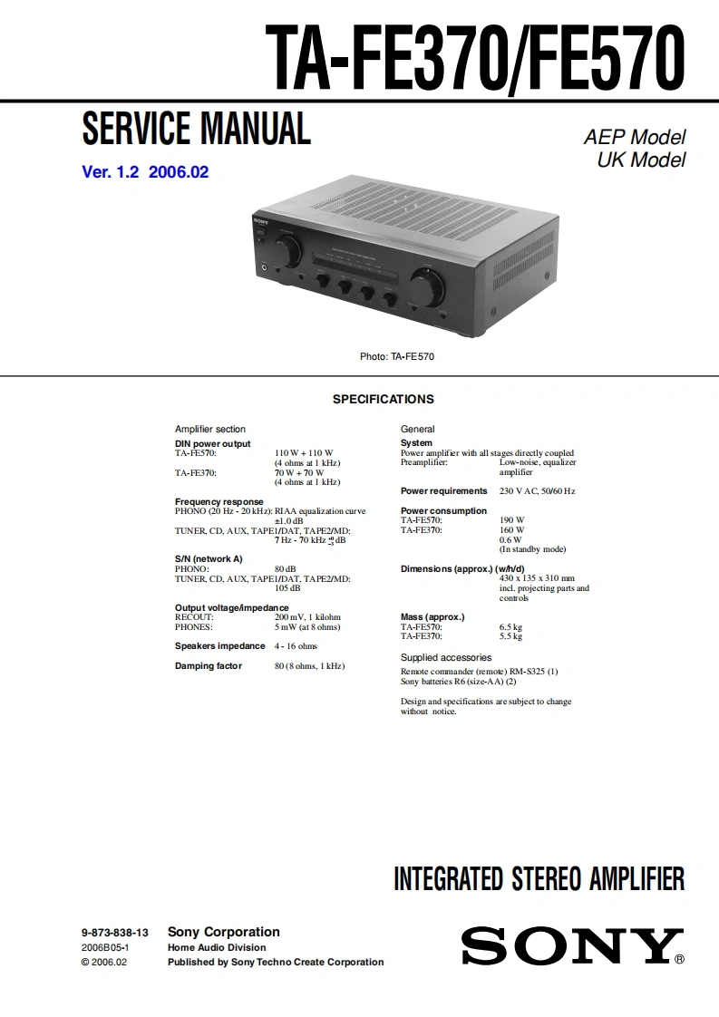 SONY-TA-FE370-FE570-找手册网
