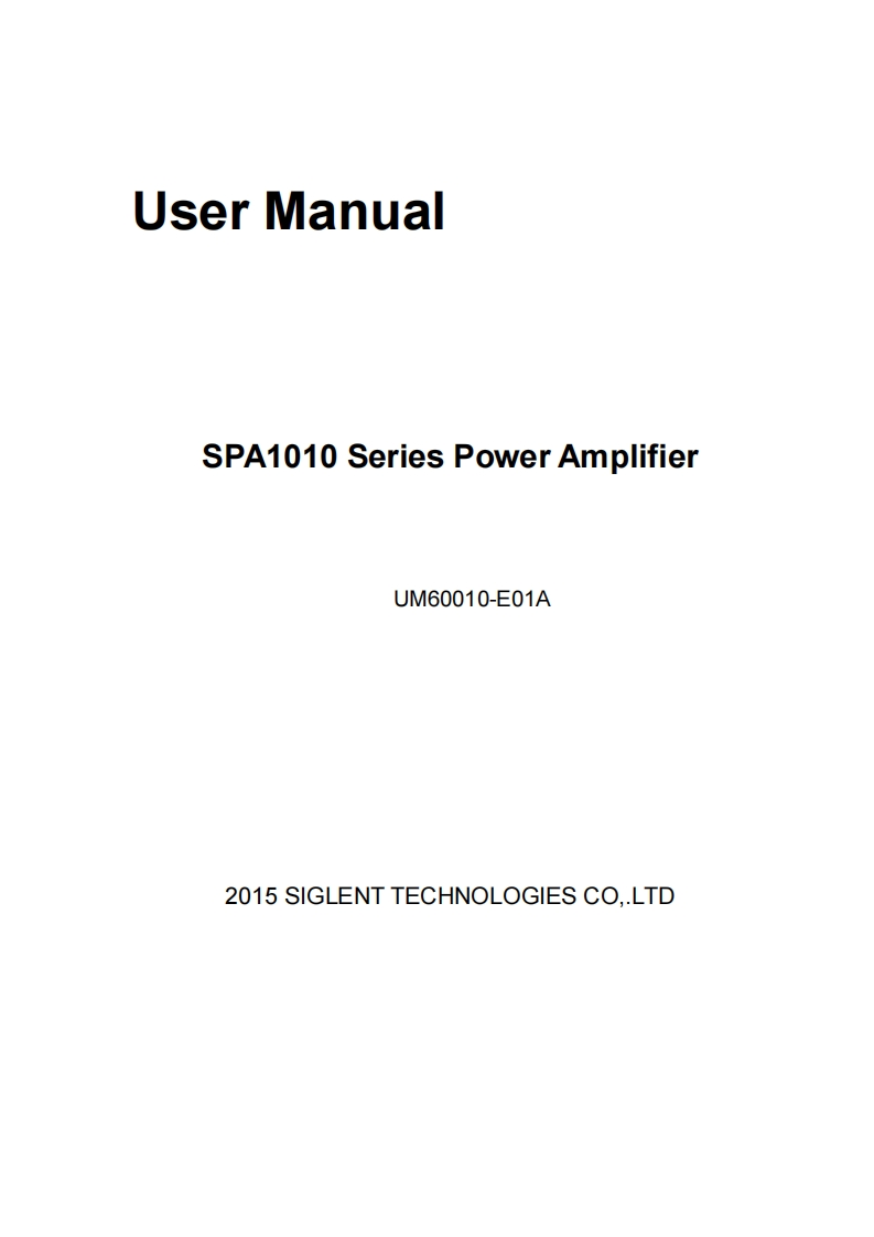 SPA1000_操作说明书手册_UM60010-E01A-1