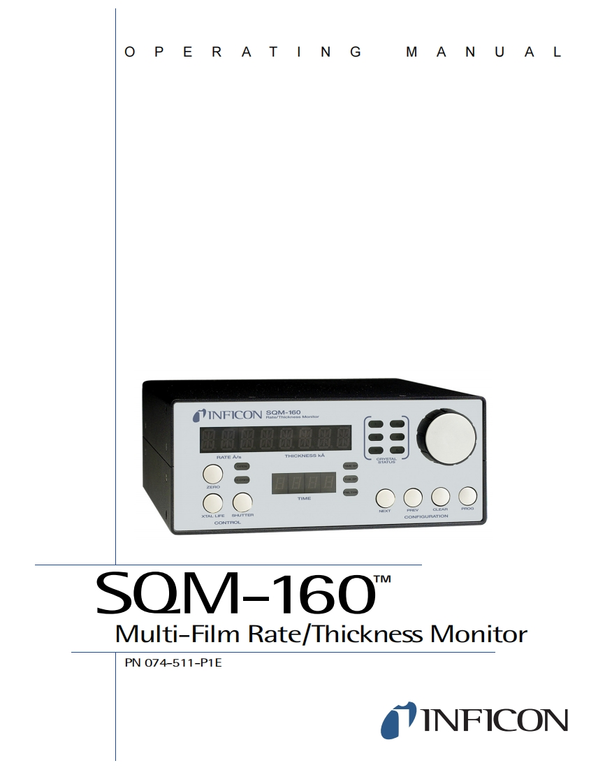 SQM-160Multi-FilmRateThicknessMonitor操作说明书手册(English)