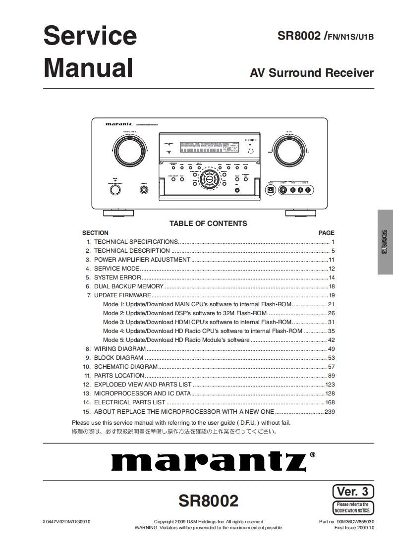 SR8002-Service-Manual维修操作说明书手册