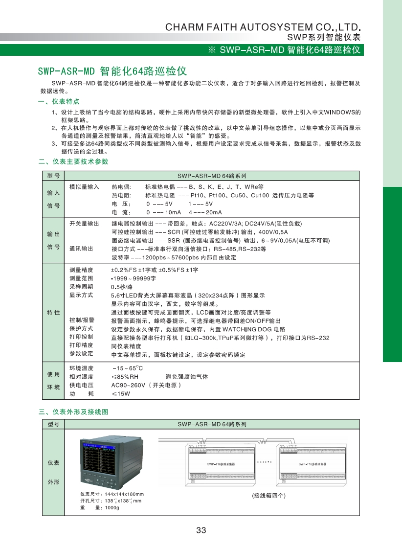 SWP-ASR-MD智能化64路巡检仪选型