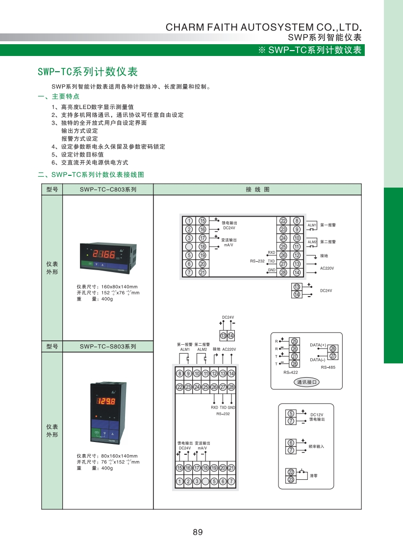 SWP-TC系列计数仪表选型