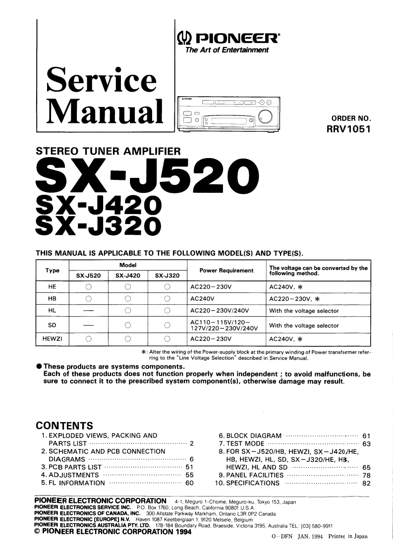 SXJ420_PIONEER-SM维修电器原理图手册