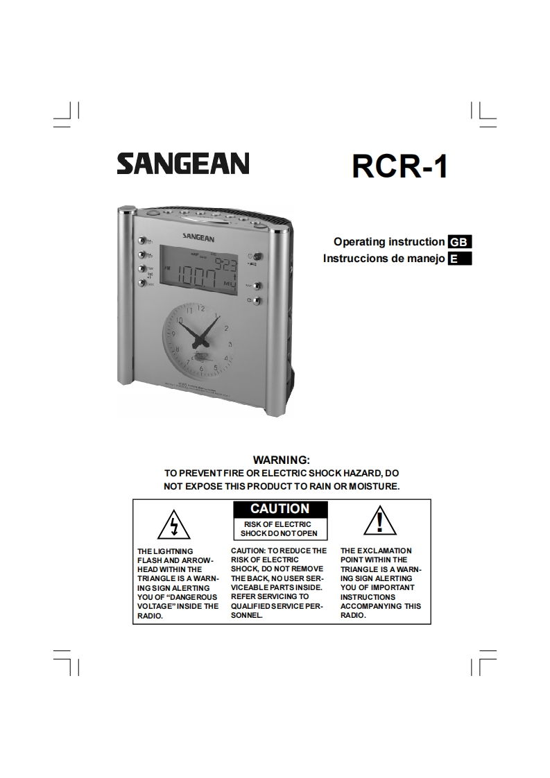 Sangean-RCR-1-Atomic-Clock-操作说明书手册