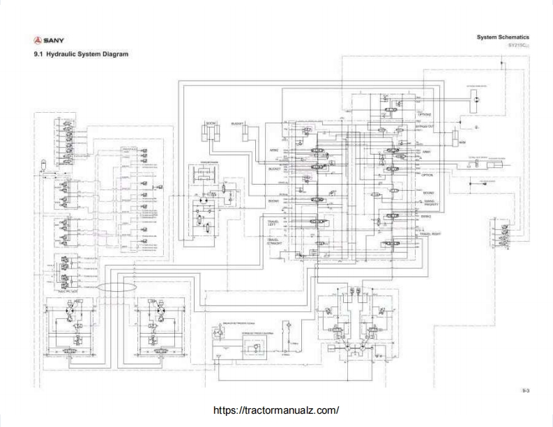 Sany-SY215-Excavator-Hydraulic-System-电器原理图手册-PDF